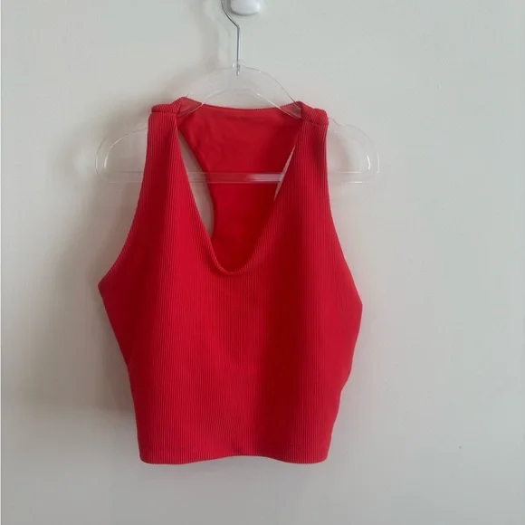 Red Athletic Crop Top and Leggings Set - Picture 2 of 3